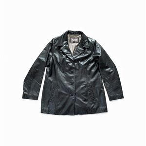 Wilson’s Leather Soft Leather Button Down Blazer Jacket Women Size 1X